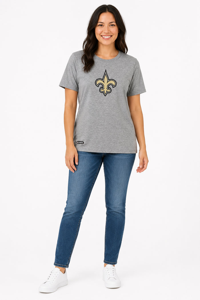 Outerstuff NFL Unisex Men's and Women's Primary Logo Short Sleeve Lightweight T-Shirt, Grey, New Orleans Saints