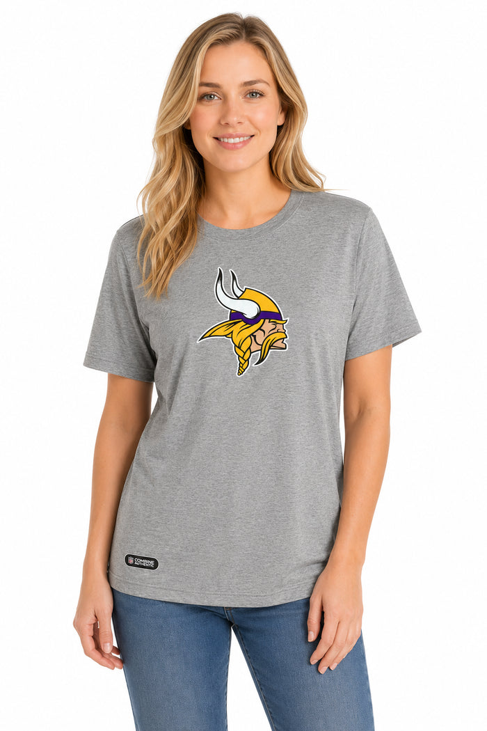 Outerstuff NFL Unisex Men's and Women's Primary Logo Short Sleeve Lightweight T-Shirt, Grey, Minnesota Vikings