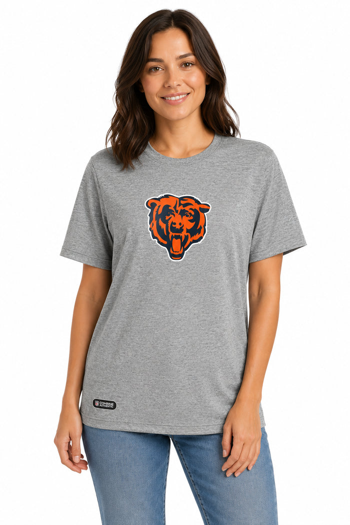 Outerstuff NFL Unisex Men's and Women's Primary Logo Short Sleeve Lightweight T-Shirt, Grey, Chicago Bears
