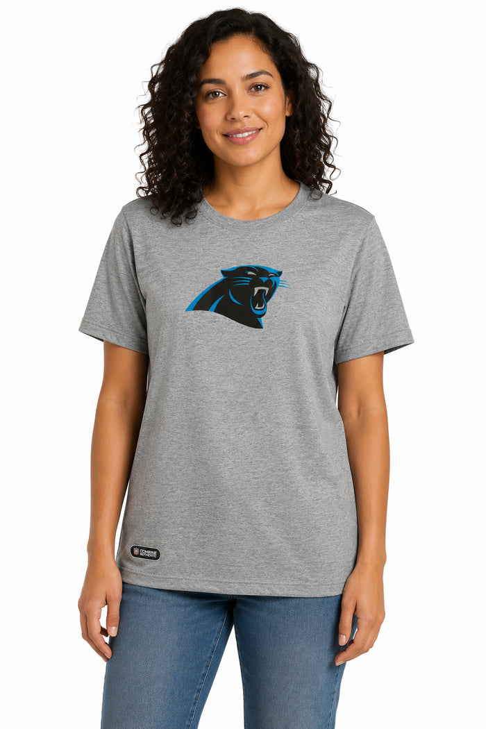 Outerstuff NFL Unisex Men's and Women's Primary Logo Short Sleeve Lightweight T-Shirt, Grey, Carolina Panthers