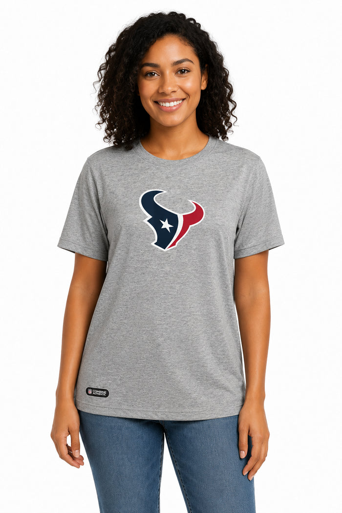 Outerstuff NFL Unisex Men's and Women's Primary Logo Short Sleeve Lightweight T-Shirt, Grey, Houston Texans