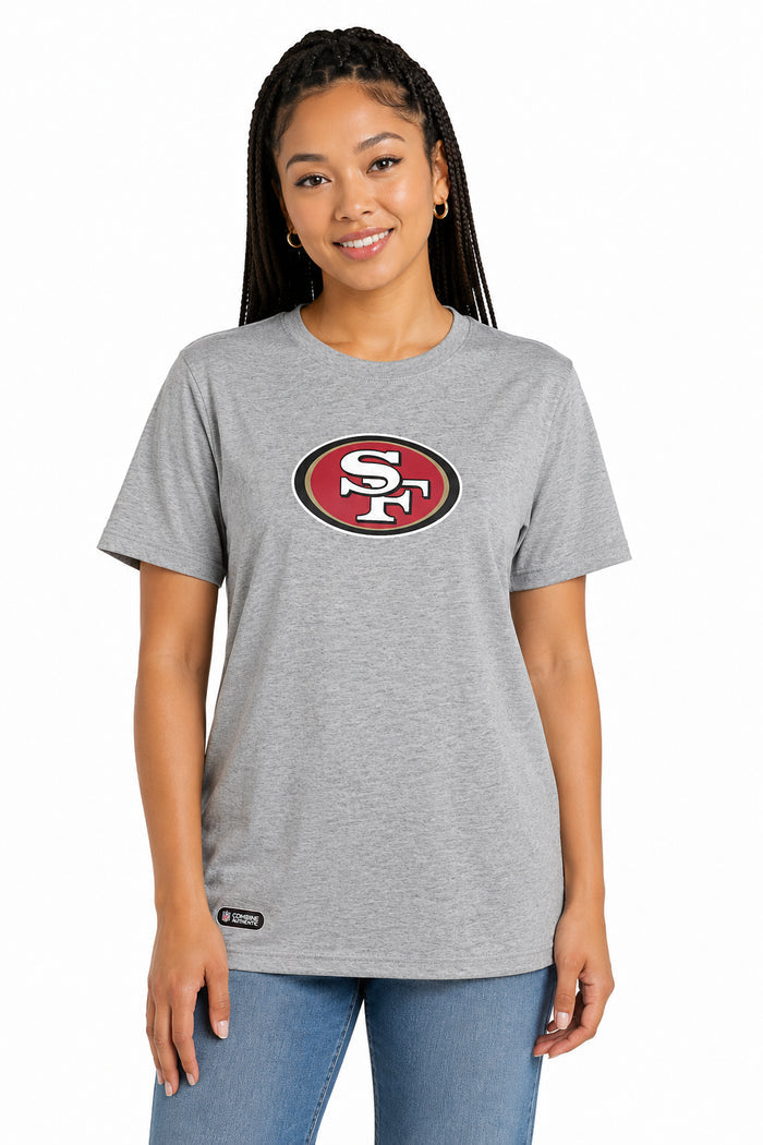 Outerstuff NFL Unisex Men's and Women's Primary Logo Short Sleeve Lightweight T-Shirt, Grey, San Francisco 49ers