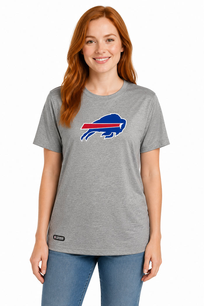 Outerstuff NFL Unisex Men's and Women's Primary Logo Short Sleeve Lightweight T-Shirt, Grey, Buffalo Bills