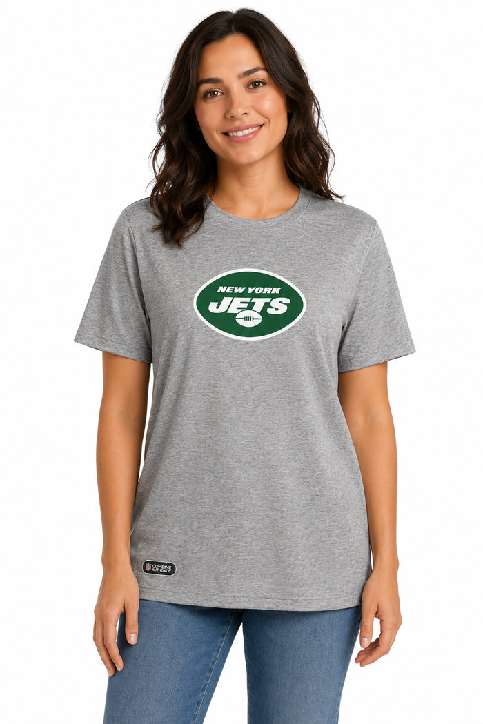 Outerstuff NFL Unisex Men's and Women's Primary Logo Short Sleeve Lightweight T-Shirt, Grey, New York Jets