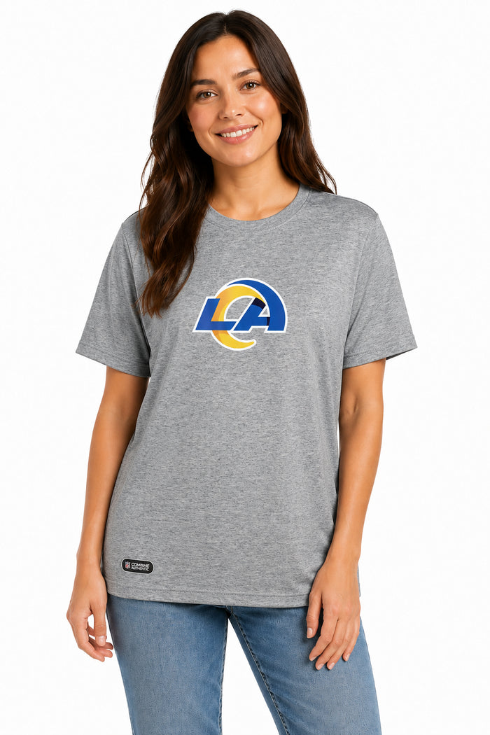 Outerstuff NFL Unisex Men's and Women's Primary Logo Short Sleeve Lightweight T-Shirt, Grey, Los Angeles Rams