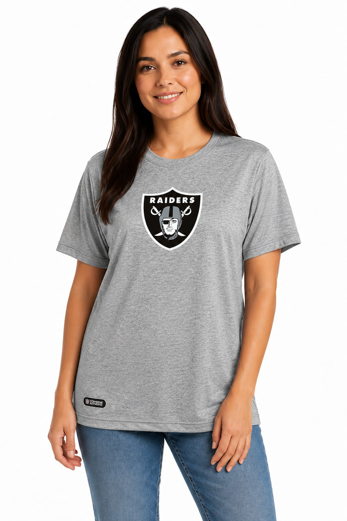 Outerstuff NFL Unisex Men's and Women's Primary Logo Short Sleeve Lightweight T-Shirt, Grey, Las Vegas Raiders