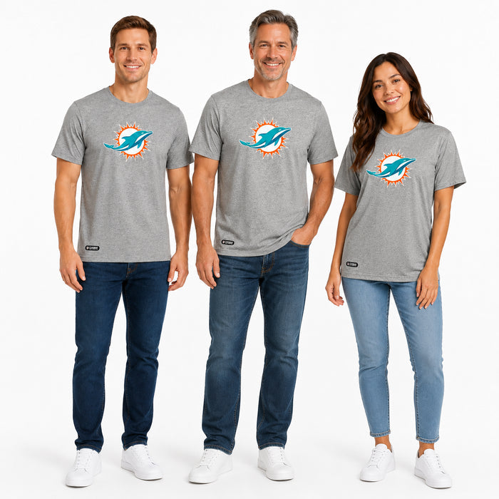 Outerstuff NFL Unisex Men's and Women's Primary Logo Short Sleeve Lightweight T-Shirt, Grey, Miami Dolphins