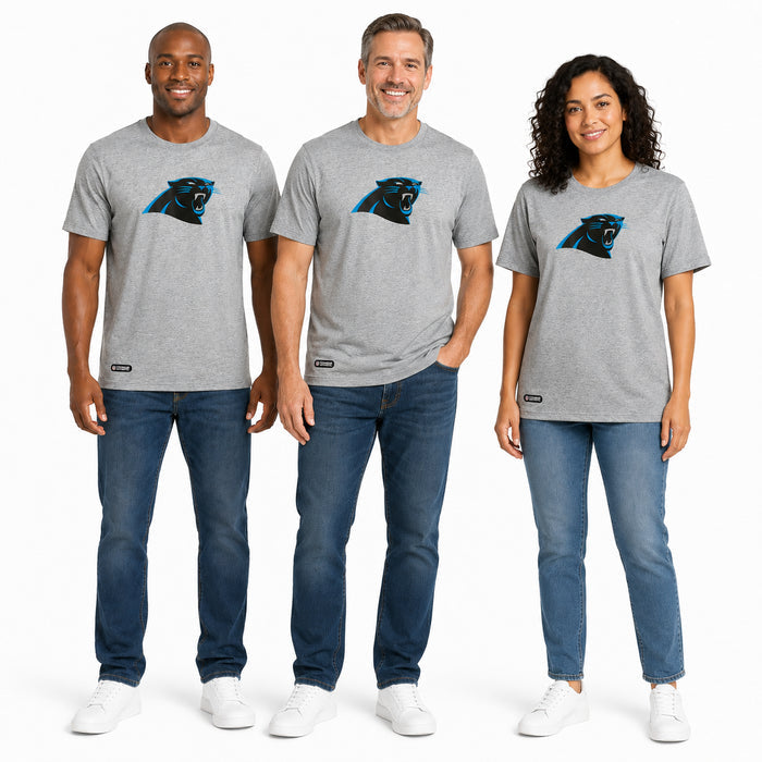 Outerstuff NFL Unisex Men's and Women's Primary Logo Short Sleeve Lightweight T-Shirt, Grey, Carolina Panthers