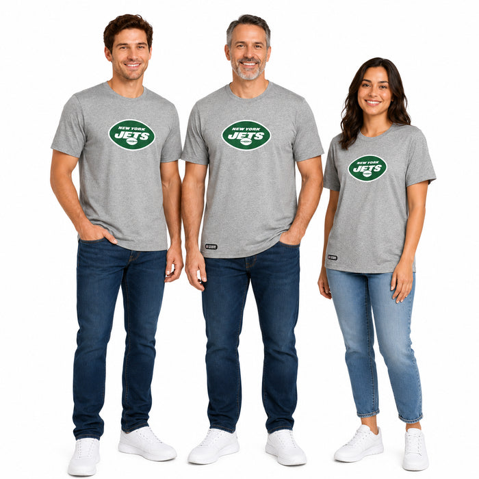 Outerstuff NFL Unisex Men's and Women's Primary Logo Short Sleeve Lightweight T-Shirt, Grey, New York Jets