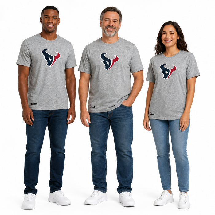 Outerstuff NFL Unisex Men's and Women's Primary Logo Short Sleeve Lightweight T-Shirt, Grey, Houston Texans