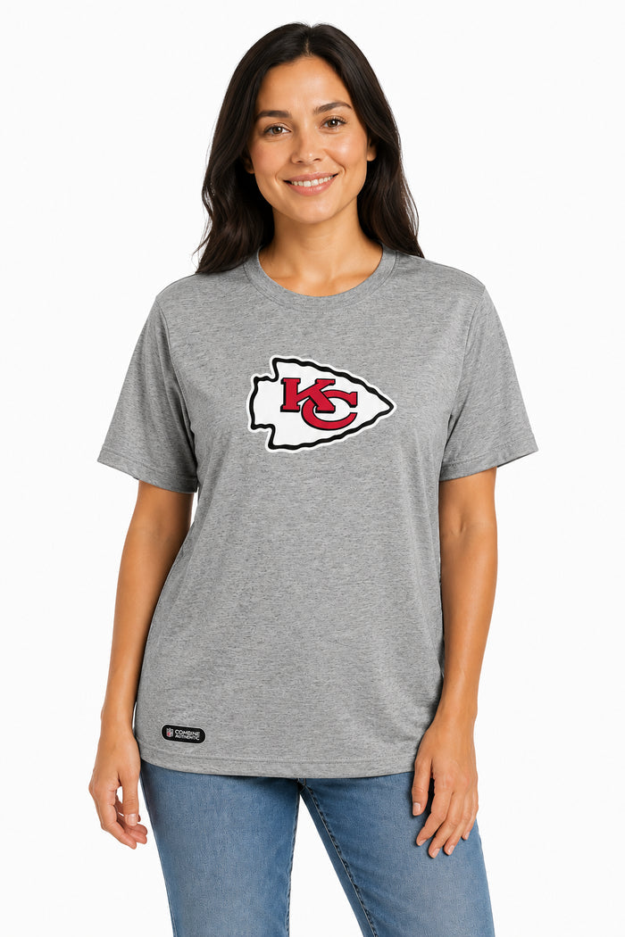 Outerstuff NFL Unisex Men's and Women's Primary Logo Short Sleeve Lightweight T-Shirt, Grey, Kansas City Chiefs