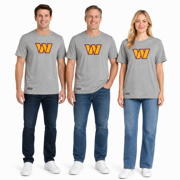 Outerstuff NFL Unisex Men's and Women's Primary Logo Short Sleeve Lightweight T-Shirt, Grey, Washington Commanders