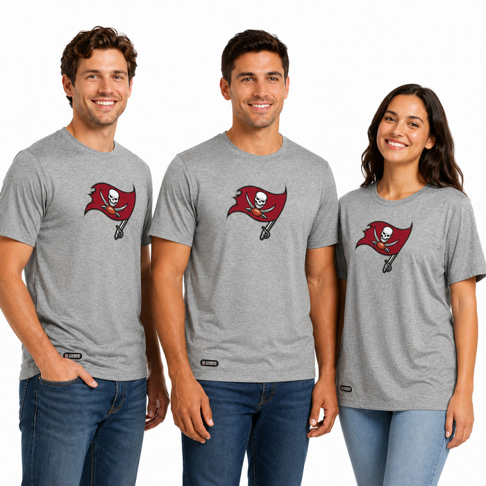 Outerstuff NFL Unisex Men's and Women's Primary Logo Short Sleeve Lightweight T-Shirt, Grey, Tampa Bay Buccaneers