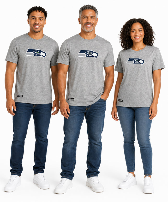 Outerstuff NFL Unisex Men's and Women's Primary Logo Short Sleeve Lightweight T-Shirt, Grey, Seattle Seahawks