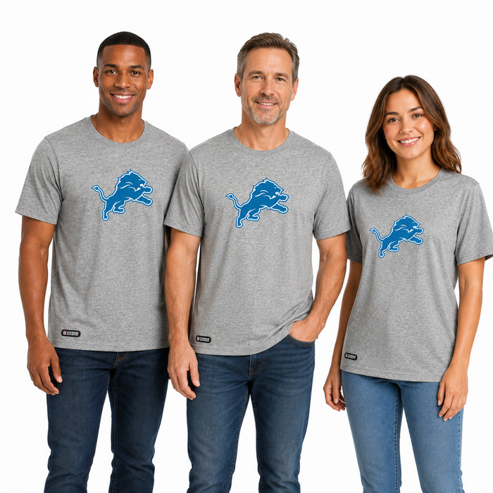 Outerstuff NFL Unisex Men's and Women's Primary Logo Short Sleeve Lightweight T-Shirt, Grey, Detroit Lions