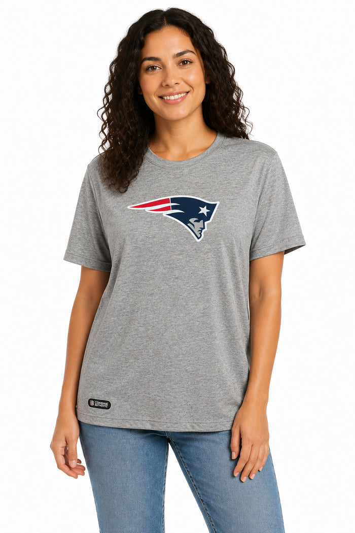 Outerstuff NFL Unisex Men's and Women's Primary Logo Short Sleeve Lightweight T-Shirt, Grey, New England Patriots