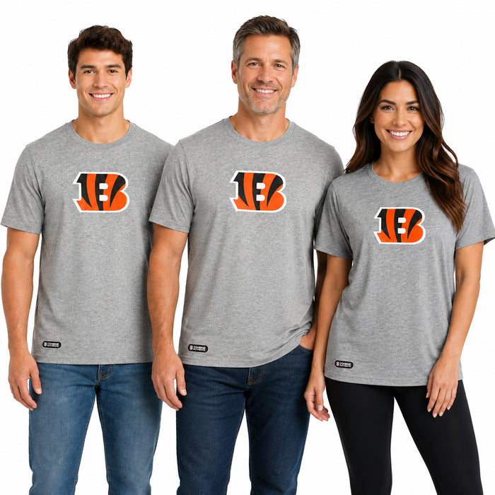 Outerstuff NFL Unisex Men's and Women's Primary Logo Short Sleeve Lightweight T-Shirt, Grey, Cincinnati Bengals
