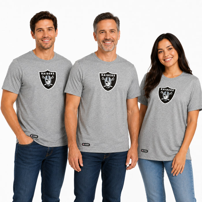 Outerstuff NFL Unisex Men's and Women's Primary Logo Short Sleeve Lightweight T-Shirt, Grey, Las Vegas Raiders