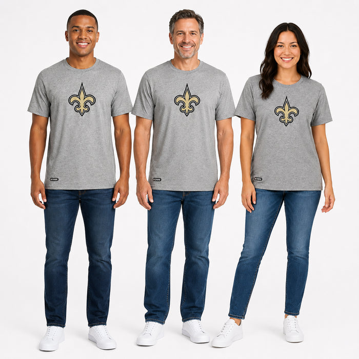 Outerstuff NFL Unisex Men's and Women's Primary Logo Short Sleeve Lightweight T-Shirt, Grey, New Orleans Saints