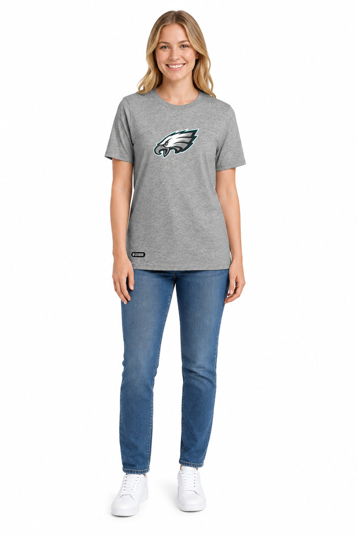Outerstuff NFL Unisex Men's and Women's Primary Logo Short Sleeve Lightweight T-Shirt, Grey, Philadelphia Eagles