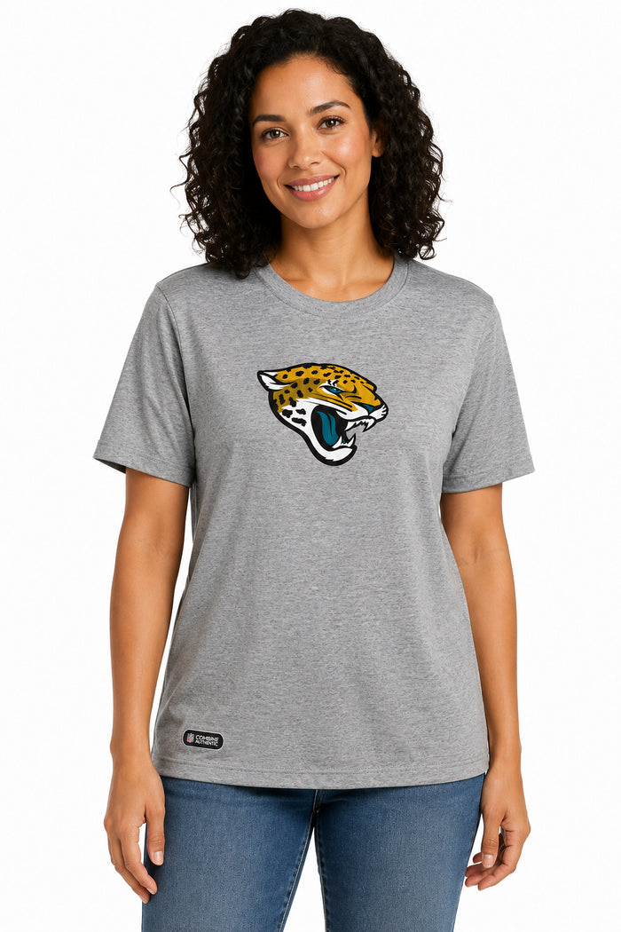 Outerstuff NFL Unisex Men's and Women's Primary Logo Short Sleeve Lightweight T-Shirt, Grey, Jacksonville Jaguars