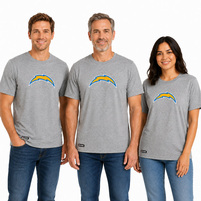 Outerstuff NFL Unisex Men's and Women's Primary Logo Short Sleeve Lightweight T-Shirt, Grey, Los Angeles Chargers