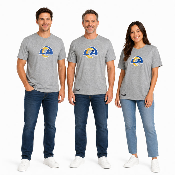 Outerstuff NFL Unisex Men's and Women's Primary Logo Short Sleeve Lightweight T-Shirt, Grey, Los Angeles Rams