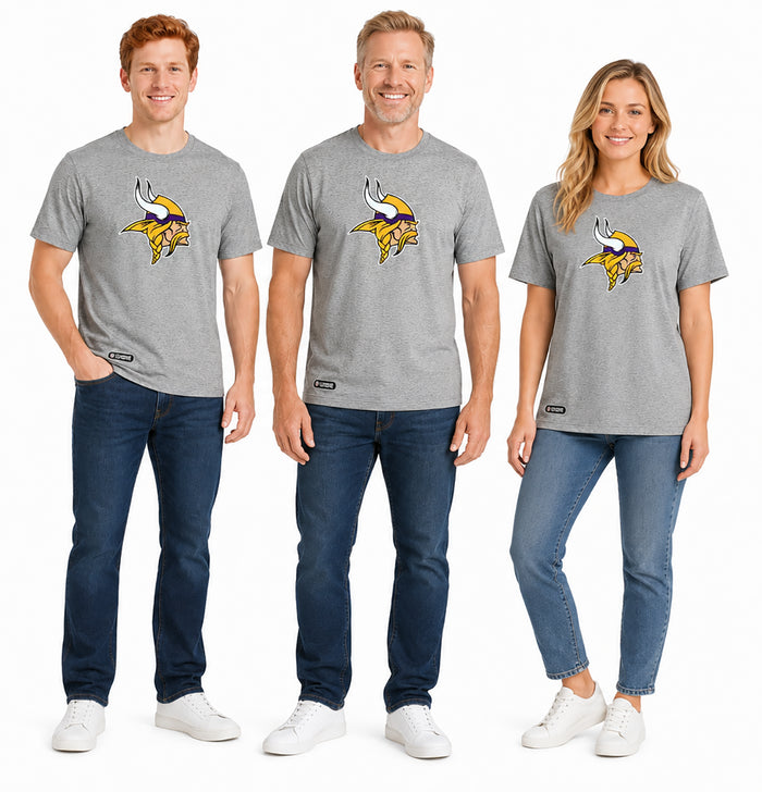 Outerstuff NFL Unisex Men's and Women's Primary Logo Short Sleeve Lightweight T-Shirt, Grey, Minnesota Vikings