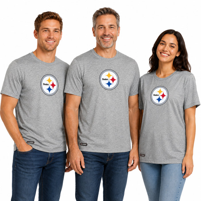 Outerstuff NFL Unisex Men's and Women's Primary Logo Short Sleeve Lightweight T-Shirt, Grey, Pittsburgh Steelers