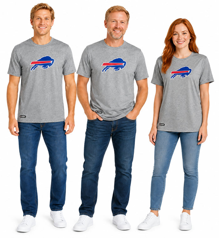 Outerstuff NFL Unisex Men's and Women's Primary Logo Short Sleeve Lightweight T-Shirt, Grey, Buffalo Bills