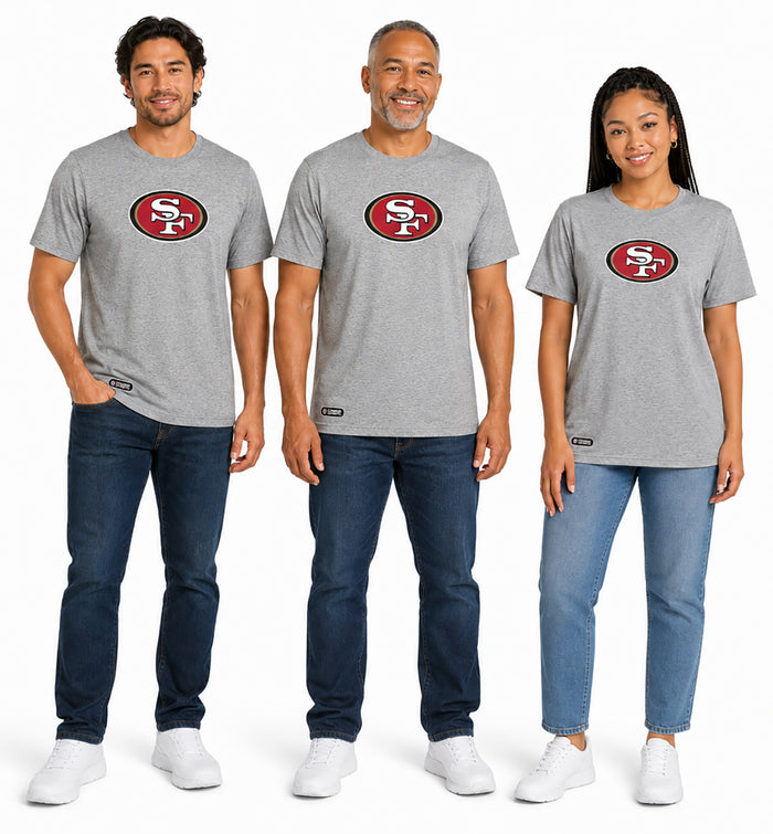 Outerstuff NFL Unisex Men's and Women's Primary Logo Short Sleeve Lightweight T-Shirt, Grey, San Francisco 49ers