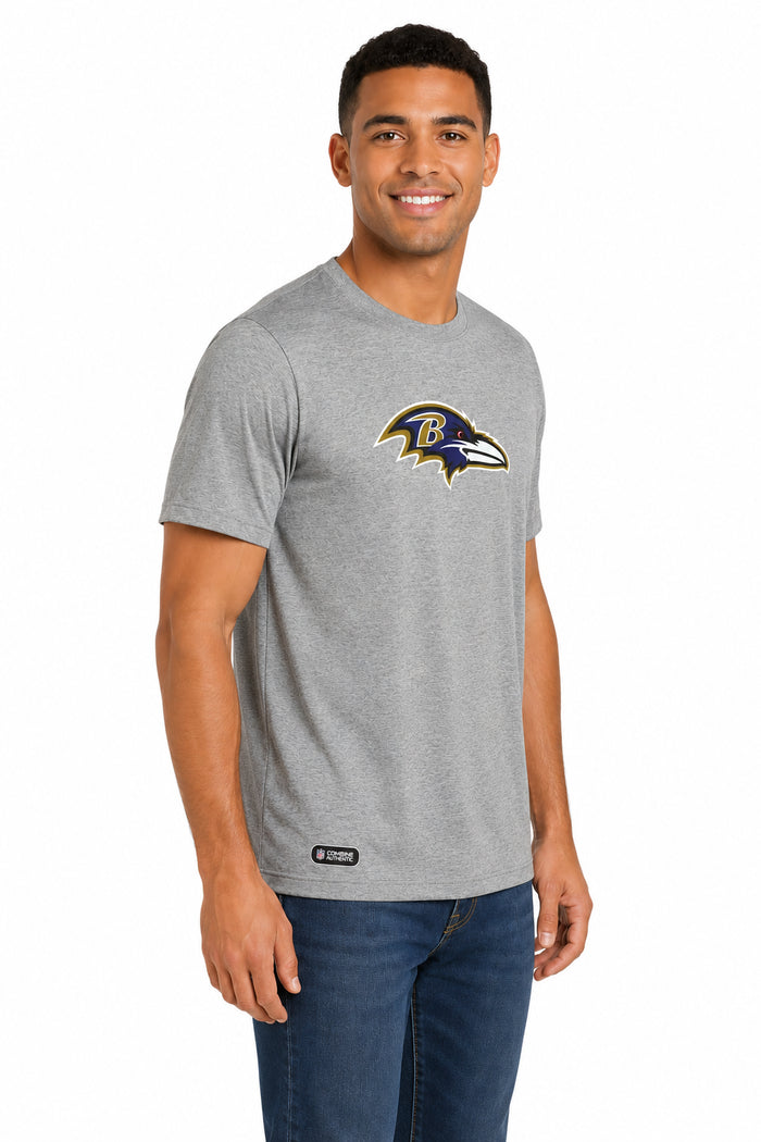 Outerstuff NFL Unisex Men's and Women's Primary Logo Short Sleeve Lightweight T-Shirt, Grey, Baltimore Ravens
