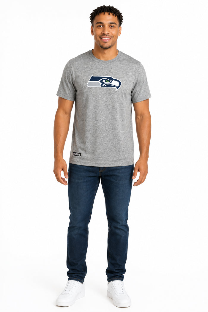 Outerstuff NFL Unisex Men's and Women's Primary Logo Short Sleeve Lightweight T-Shirt, Grey, Seattle Seahawks