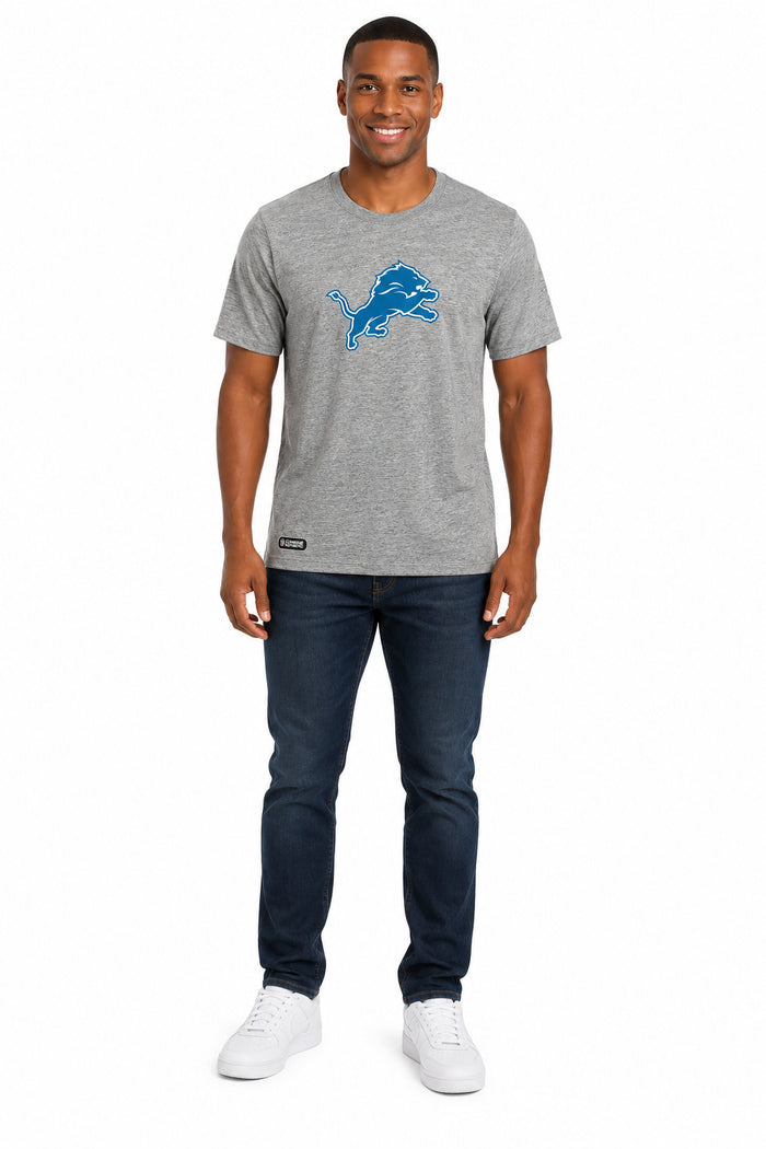 Outerstuff NFL Unisex Men's and Women's Primary Logo Short Sleeve Lightweight T-Shirt, Grey, Detroit Lions