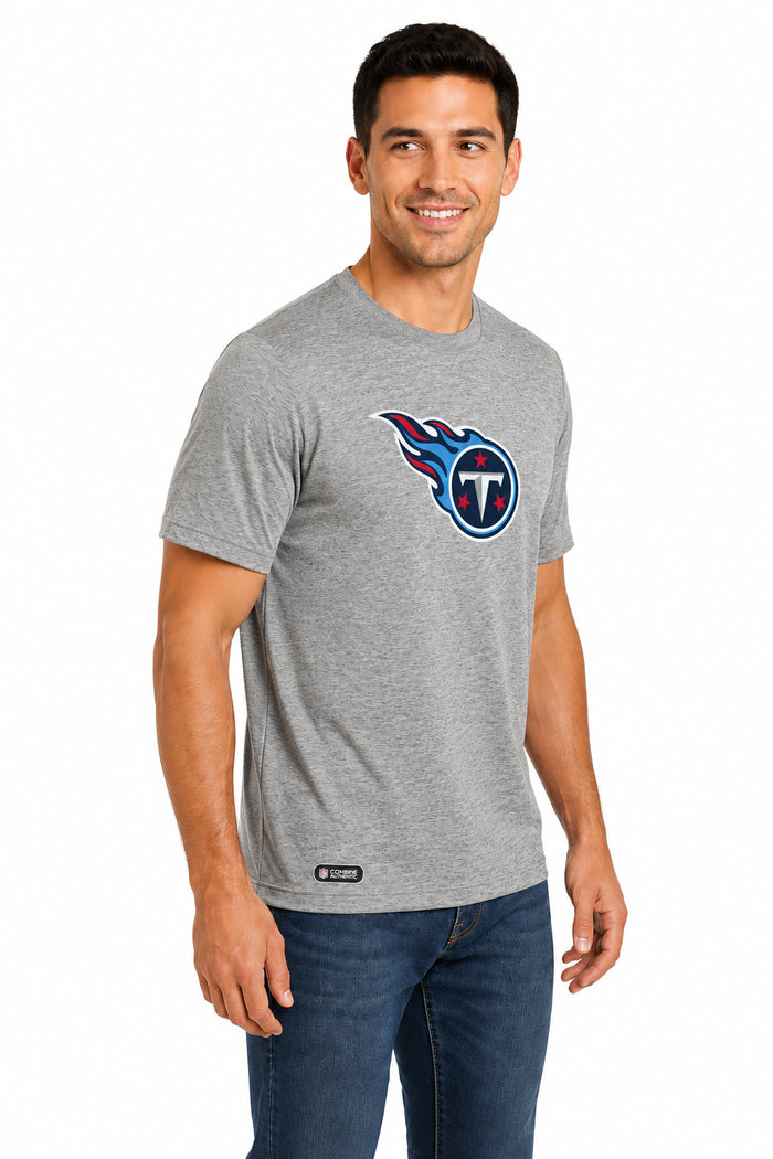 Outerstuff NFL Unisex Men's and Women's Primary Logo Short Sleeve Lightweight T-Shirt, Grey, Tennessee Titans