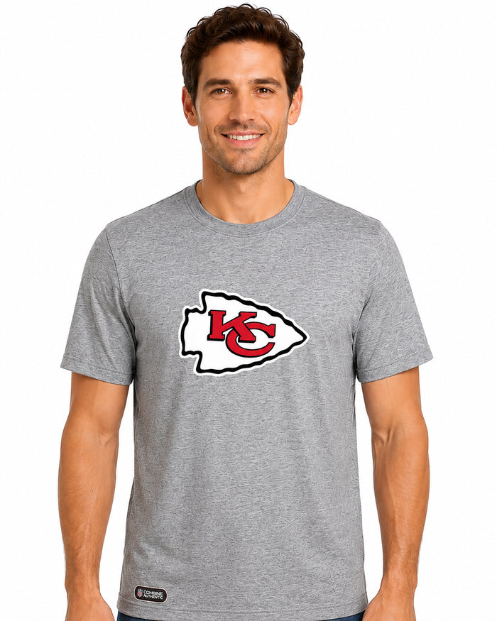 Outerstuff NFL Unisex Men's and Women's Primary Logo Short Sleeve Lightweight T-Shirt, Grey, Kansas City Chiefs