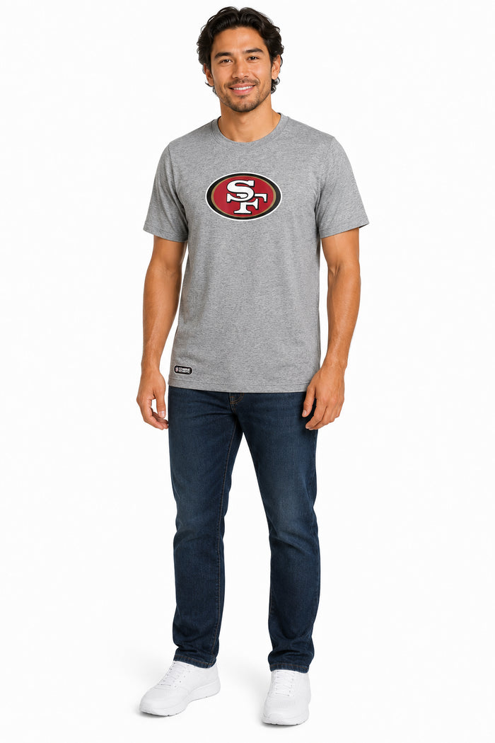Outerstuff NFL Unisex Men's and Women's Primary Logo Short Sleeve Lightweight T-Shirt, Grey, San Francisco 49ers