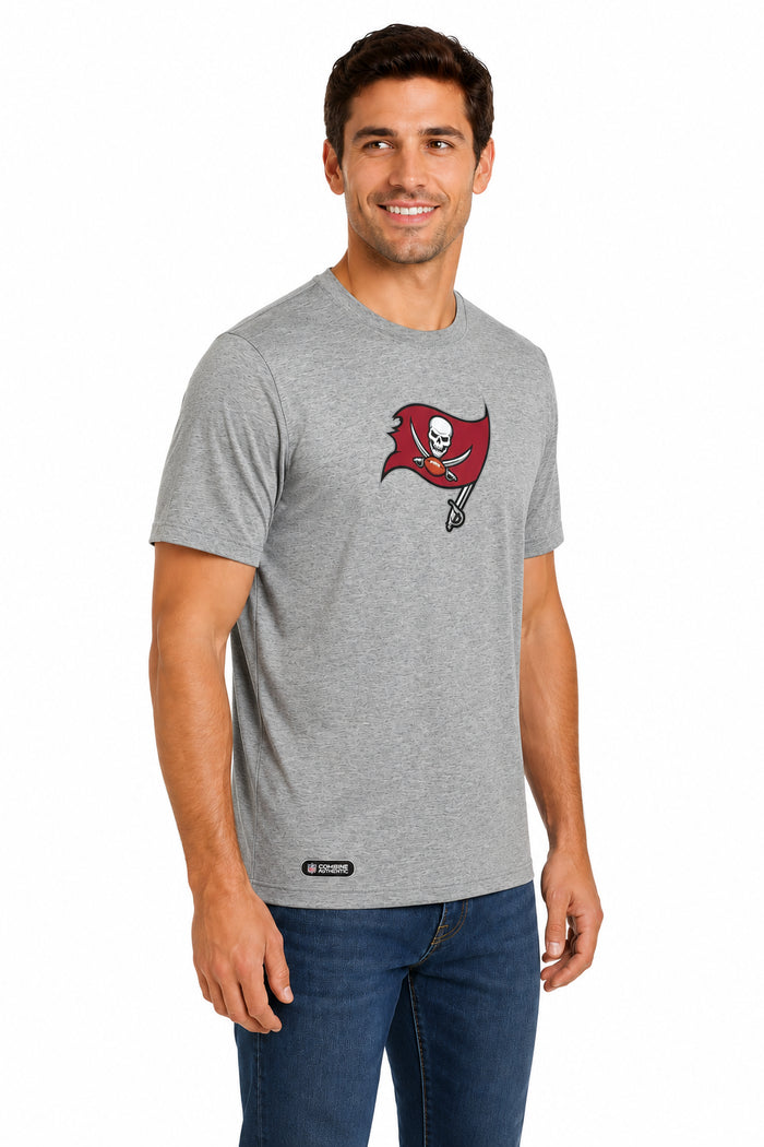 Outerstuff NFL Unisex Men's and Women's Primary Logo Short Sleeve Lightweight T-Shirt, Grey, Tampa Bay Buccaneers