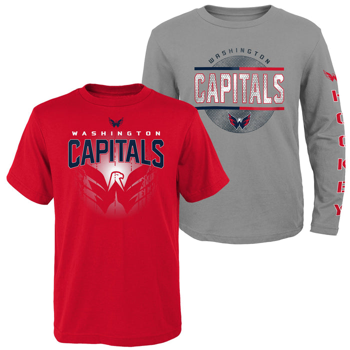Outerstuff NHL Kids 4-7 and Youth Boys 8-20 Evolution Two Shirt Combo Pack, Washington Capitals, Team Color