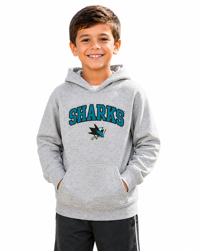 Outerstuff NHL Kids Heather Gray Team Pullover Hoodie - San Jose Sharks