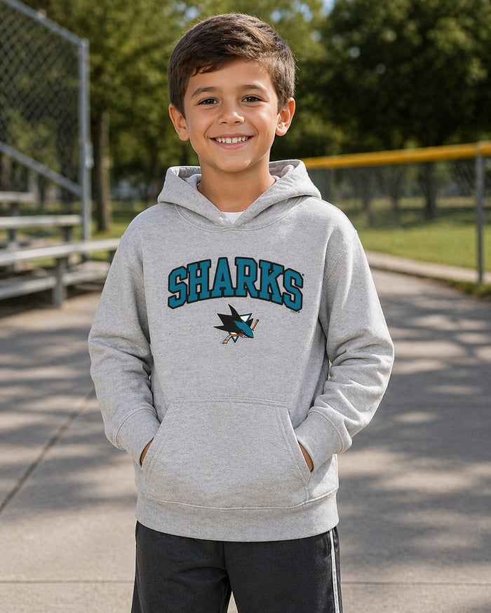 Outerstuff NHL Kids Heather Gray Team Pullover Hoodie - San Jose Sharks