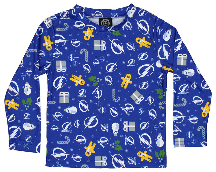 Outerstuff NHL Men's Tampa Bay Lightning Holiday Crew Neck Pajama Set