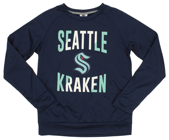 Outerstuff NHL Seattle Kraken Youth Boys Performance Fleece Crew Neck Pullover Long Sleeve Top