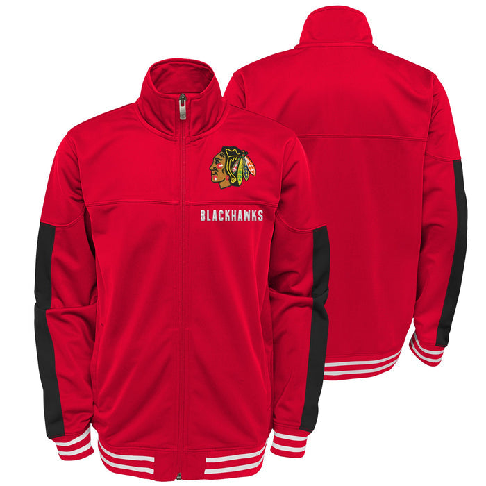 Outerstuff NHL Youth Boys 8-20 Goal Line Full Zip Performance Fleece Jacket, Chicago Blackhawks, Team Color