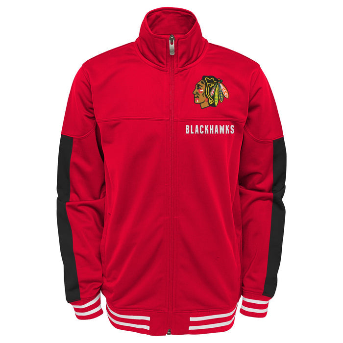 Outerstuff NHL Youth Boys 8-20 Goal Line Full Zip Performance Fleece Jacket, Chicago Blackhawks, Team Color