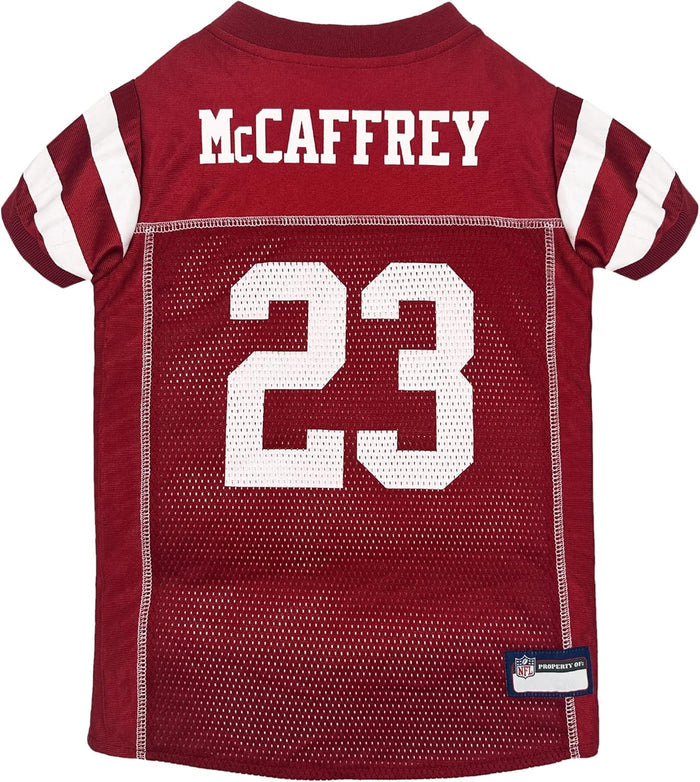 Pets First Nflpa Christian Mccaffrey Pet Jersey #23, NFL Dog Shirt, San Francisco 49ers Mesh Jersey