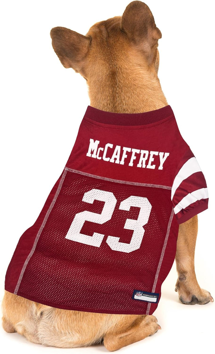 Pets First Nflpa Christian Mccaffrey Pet Jersey #23, NFL Dog Shirt, San Francisco 49ers Mesh Jersey