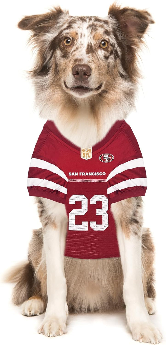 Pets First Nflpa Christian Mccaffrey Pet Jersey #23, NFL Dog Shirt, San Francisco 49ers Mesh Jersey