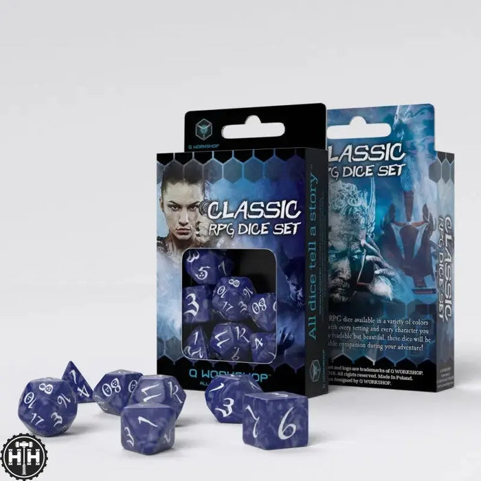 Q-Workshop: Classic RPG Cobalt & white Dice Set Q-Workshop