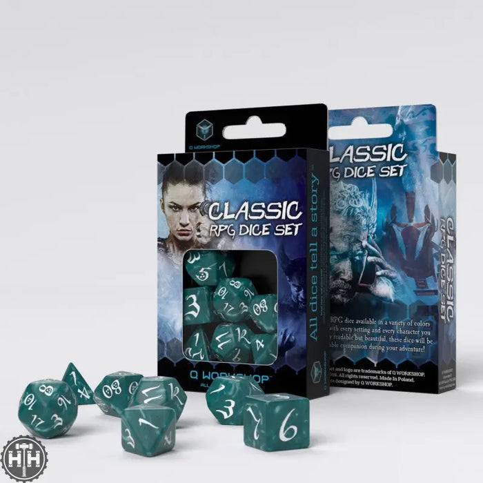 Q-Workshop: Classic RPG Stormy & white Dice Set Q-Workshop
